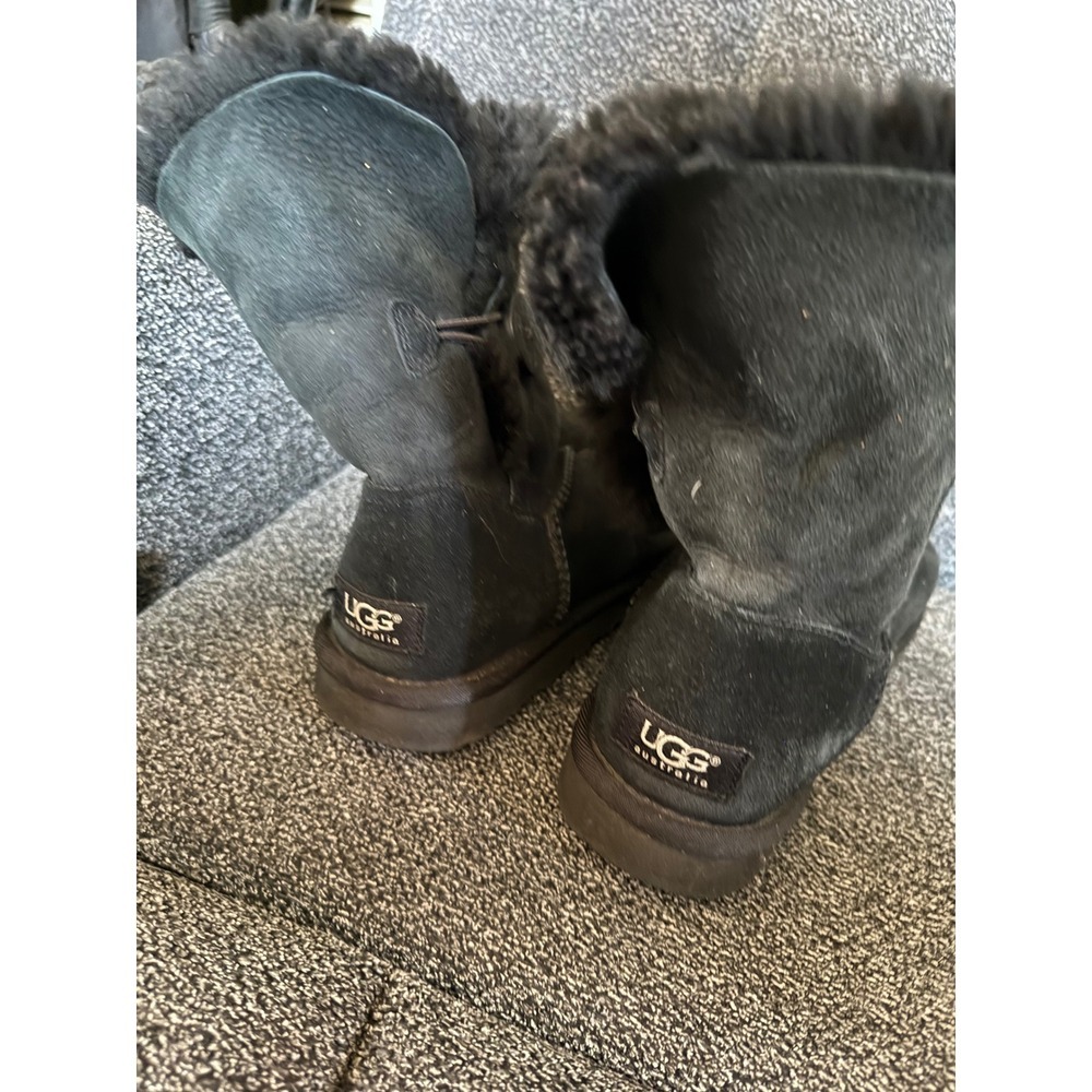 UGG Australia‎ Black Suede Sheepskin Lined Boots Women's Size 8 - Picture 5 of 7